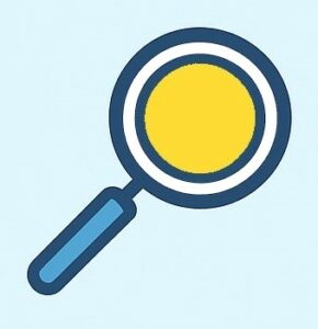 Lupe als Symbol für Suche und Analyse von KI-Aktien