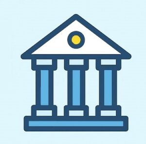 Parlamentssymbol als Zeichen für politische und regulatorische Rahmenbedingungen bei KI-Aktien