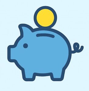 Sparschwein mit Münze als Symbol für Gewinnsicherung und Renditeoptimierung bei KI-Aktien